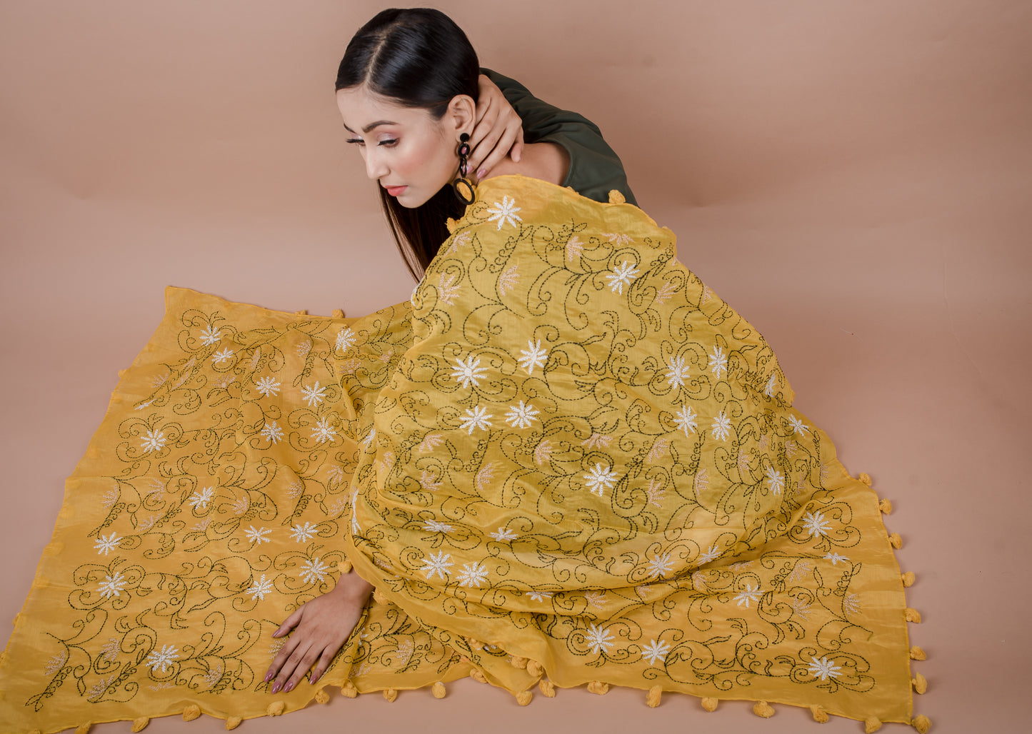 CHANDERI ALL OVER KATHA WORK DUPATTA