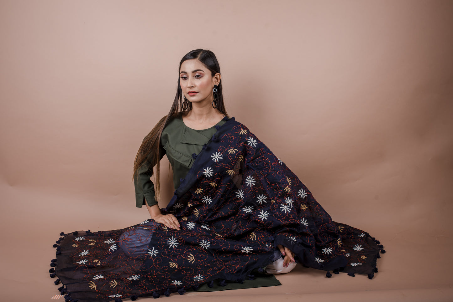 CHANDERI ALL OVER KATHA WORK DUPATTA