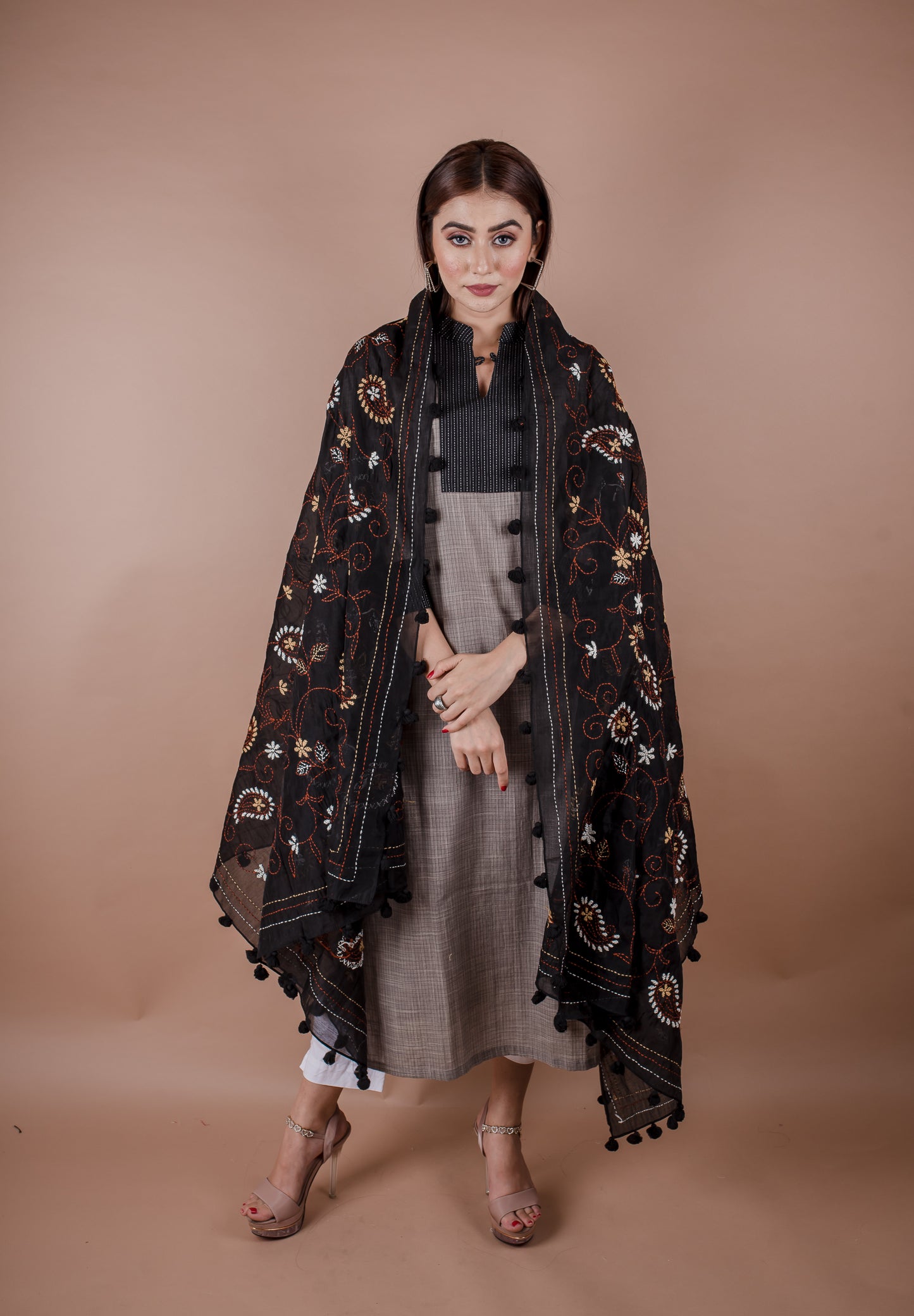 CHANDERI ALL OVER KATHA WORK DUPATTA