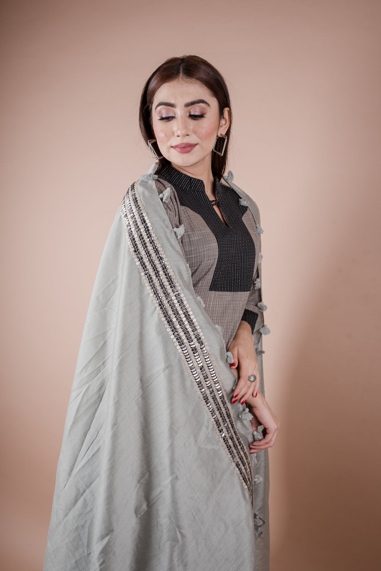 CHANDERI HAND EMD BELT DEG DUPATTA