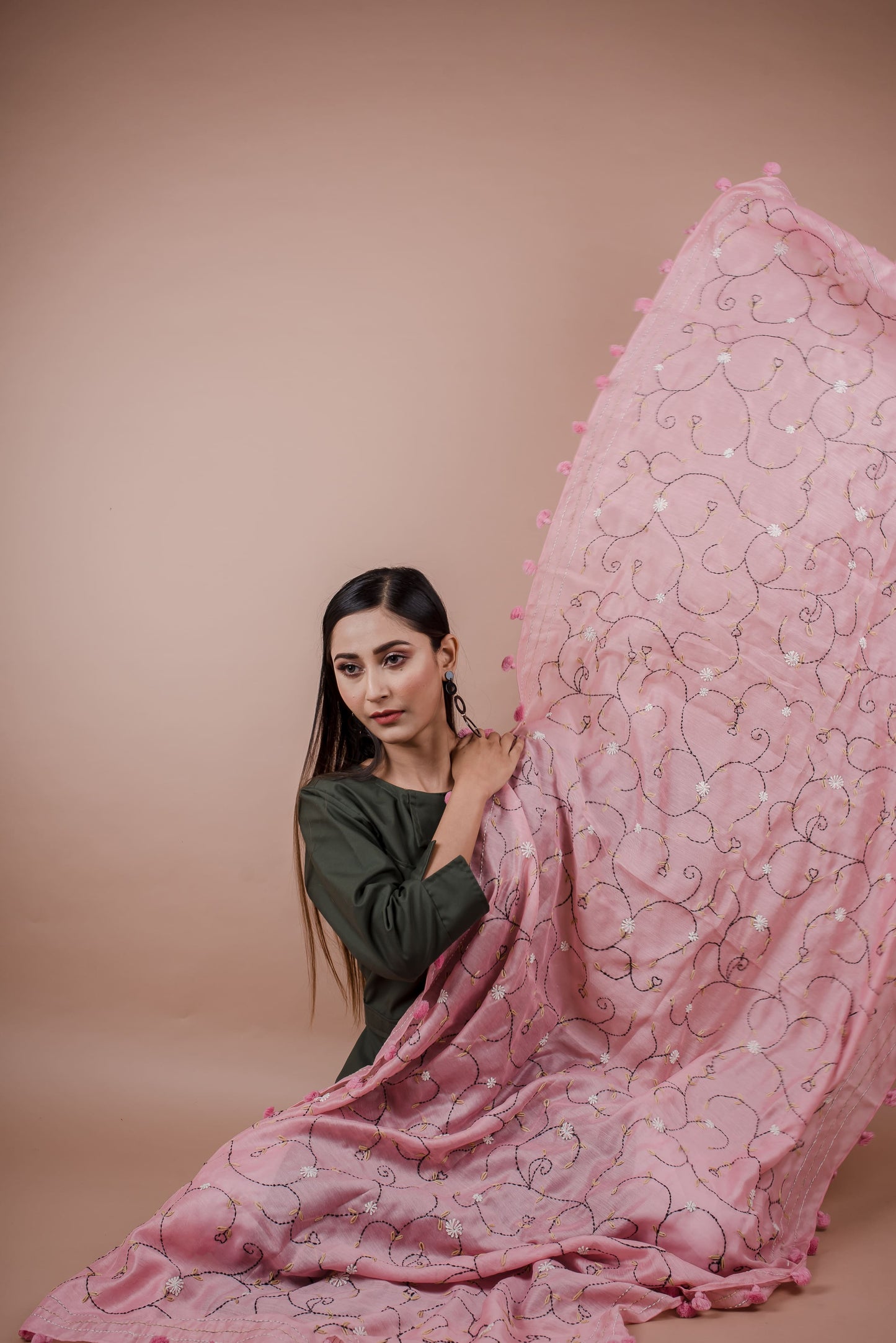 CHANDERI ALL OVER KATHA WORK DUPATTA